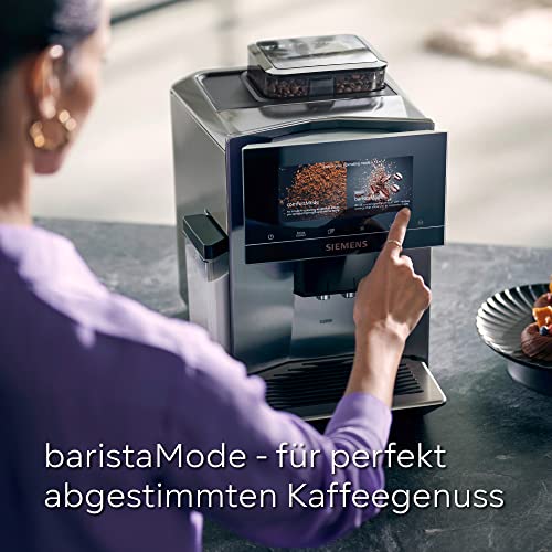 SIEMENS Máquina automática de café EQ900 TQ903D03, control por aplicación, pantalla táctil intuitiva, modo barista, AromaBoost, reducción de ruido, trituradora premium, limpieza automática de vapor,