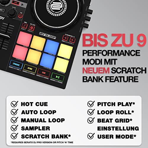 Reloop Ready Controladora de DJ compacta de 2 reproductores diseñada para Serato DJ Lite & DJ Pro, AMS-READY