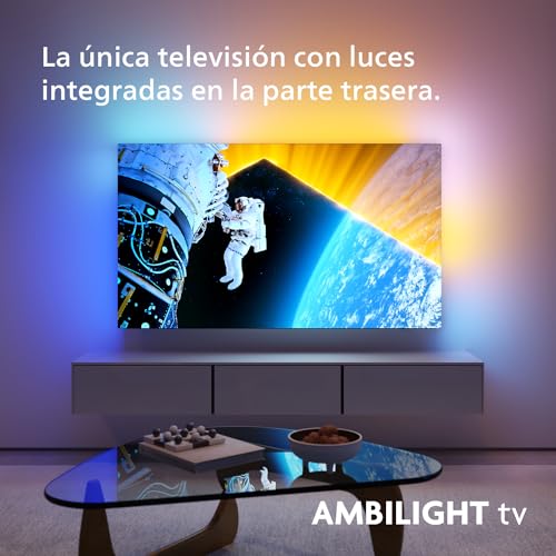 Philips Ambilight 48OLED819: Smart TV 4K OLED - Pantalla de 48 Pulgadas con P5 AI Picture, Google TV, Dolby Vision y Dolby Atmos Sound, Funciona con Alexa y Asistente de Google - Metal