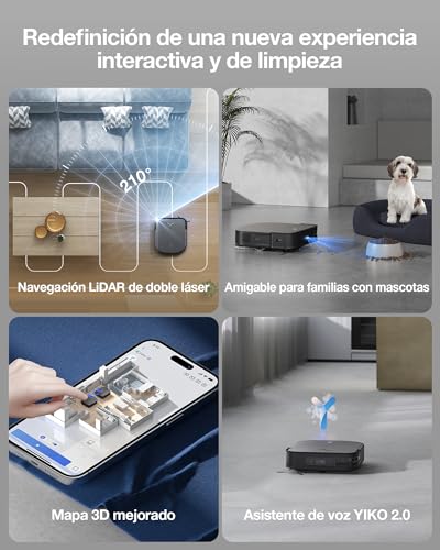 ECOVACS X2 Combo Robot Aspiradora 8700Pa portátil, robótica 8700pa con mapeo, Doble vacío automático, Trapeador de elevación de 15 mm, Limpieza de Agua Caliente