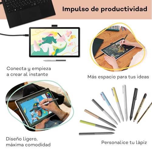 Wacom One 14 Tableta gráfica con Pantalla – 14″ Full HD con lápiz sin batería, Pantalla antirreflejo & Software Incluido – Compatible con Windows, macOS & ChromeOS