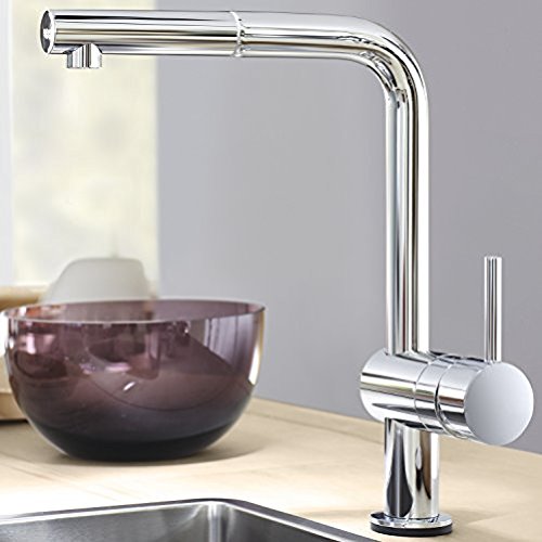 Grohe Minta Touch - Grifo de cocina monomando, caño alto en L, caño giratorio de 360°, cabezal extraíble hacia fuera (31360001)