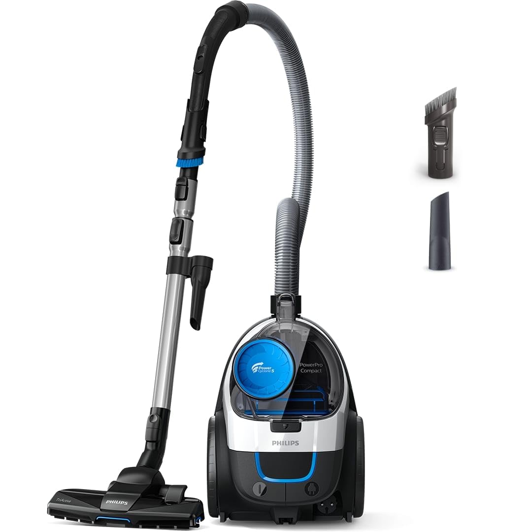 Philips PowerPro Compact Serie 3000 Aspirador de Mano sin Bolsa - 900 W, con Depósito, Filtro HEPA y Boquilla TriActive (FC9332/09)