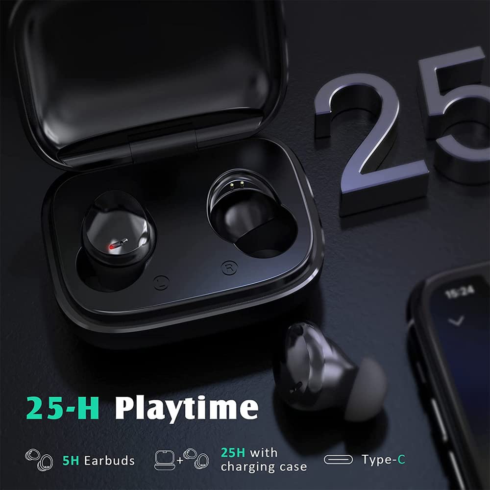Langbbo Auriculares Bluetooth 5.1, HiFi estéreo con micrófono inmersivo, Control táctil, Carga rápida, IPX7 Resistente al Agua, para Android, iPhone, Sistema Windows