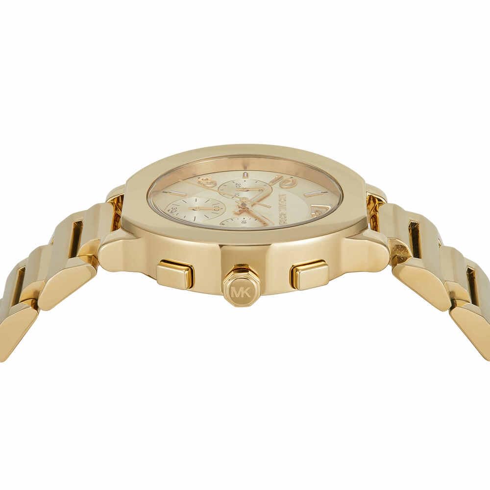 Michael Kors Reloj Gramercy para Mujer, Movimiento cronógrafo de Cuarzo con Correa de Acero Inoxidable, 40 mm, Tono Oro