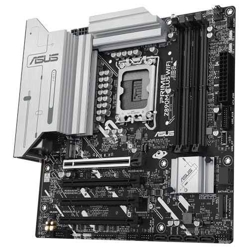 ASUS Prime Z890M-PLUS WiFi - Placa Base mATX, 10+1+2+1 (80 A) etapas de Potencia, PCIe 5.0 Compatible con GPU de última generación, Puerto USB Tipo-C a 20 Gbps, 3 Ranuras M.2, Wi-Fi 7, Q-Antenna