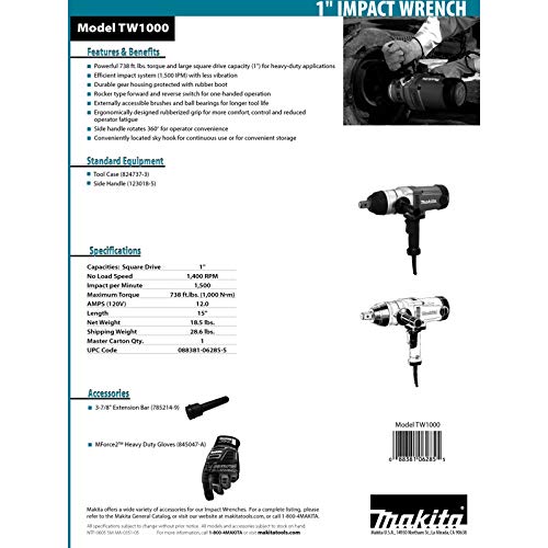 Makita TW1000 - Llave De Impacto 1" 1.000Nm