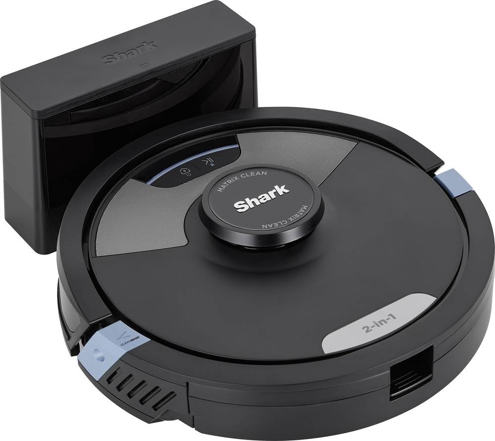 Shark Matrix Plus Robot Aspirador y mopa 2 en 1, Vaciado automático, mapeo LiDAR y tecnología CleanEdge, para alfombras, Suelos y Pelo de Mascotas, autocarga, WiFi/App, Negro, RV2620WAEU
