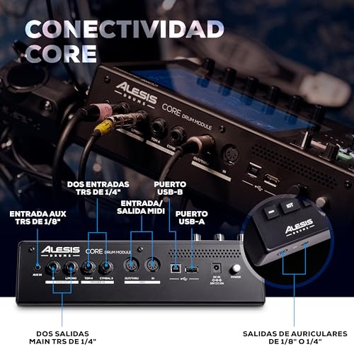 Alesis Strata Core - Kit de Batería Electronica con Pantalla Táctil, Platillos de triple zona, hi-hat magnético activo y parches de malla de doble zona