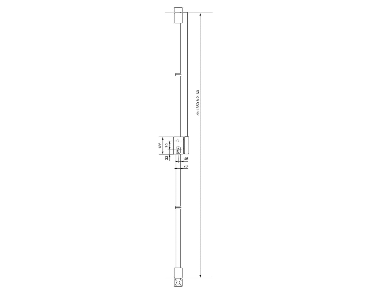Vachette - Cerradura de aplique multipunto, vertical con asa, multiblinde serie 8800, tiro izquierdo, certificado A2P, alta seguridad, 3 puntos de cierre, 4 llaves VIP+ patentadas incluidas, gris