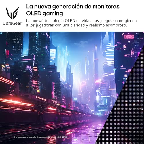 LG 32GS95UV-B.AEU - Monitor Ultragear Gaming, 32", Pantalla OLED, 3840x2160, 0,03ms, Dual Mode (240/480 Hz), G-Sync, FreeSync Premium Pro, Antideslumbrante, Curvatura Óptima, Tecnología MLA+, Negro