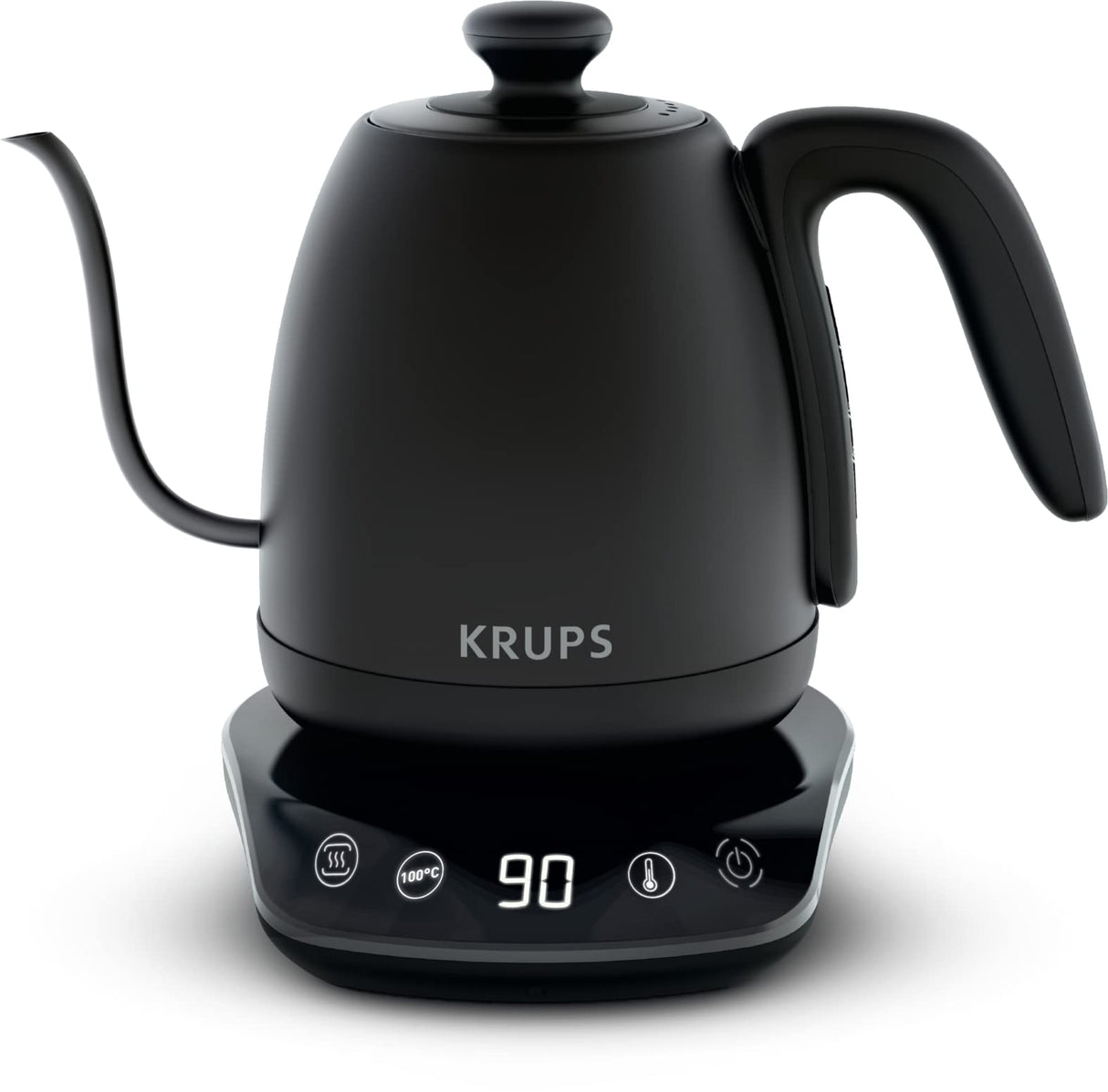 Krups Hervidor de agua de cuello de cisne, Versátil, Té, Café, Infusión, 8 temperaturas, Mantener caliente 30 min, Tapa extraíble, Café Control BW923810, Negro