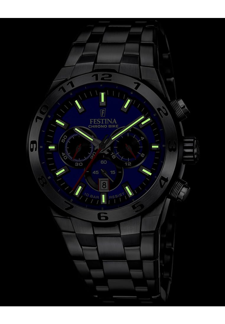 Festina Reloj Hombre F20670/3 Chrono Bike Caja de Acero Inoxidable 316l Plateado Correa de Acero Inoxidable 316l Plateado
