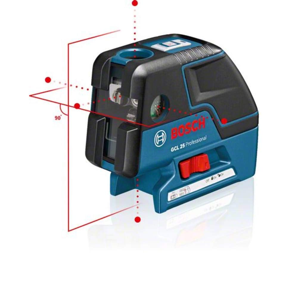 Bosch Professional GCL 25 - Nivel Láser Combinado (Alcance 10 m, 2 Líneas + 5 Puntos, Láser Rojo, Trípode, con Funda, en Caja), Negro/ Azul