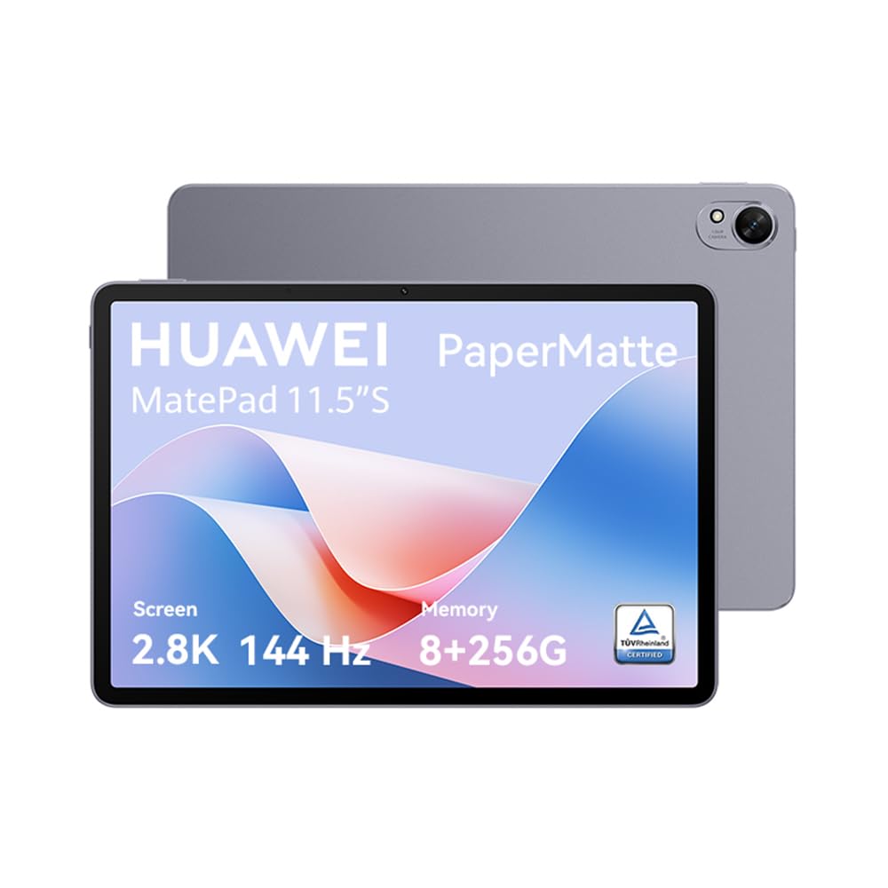 HUAWEI MatePad 11,5″S PaperMatte Edition Tablet, 8 GB+256 GB, Pantalla FullView de 2,8 K, Carcasa metálica Unibody Delgada de 6,2 mm, batería de 8800 mAh, Wi-Fi, Gris Espacial