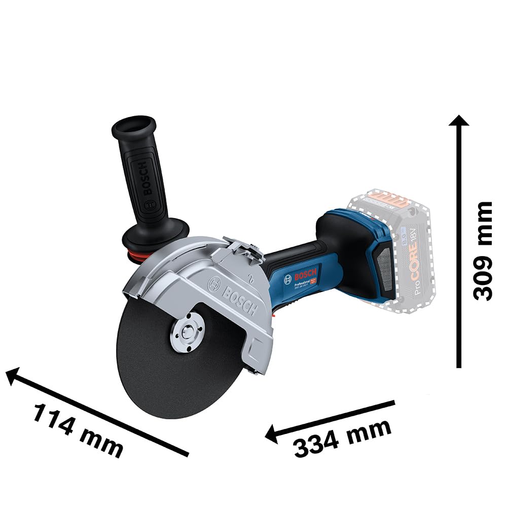Bosch Professional BITURBO Amoladora a Batería GWS 18V-180 P (Ø 180 mm, Profundidad de Corte 230 mm, Interruptor PROtection, Incl. 2 Discos de Corte, 1 Disco de Diamante)
