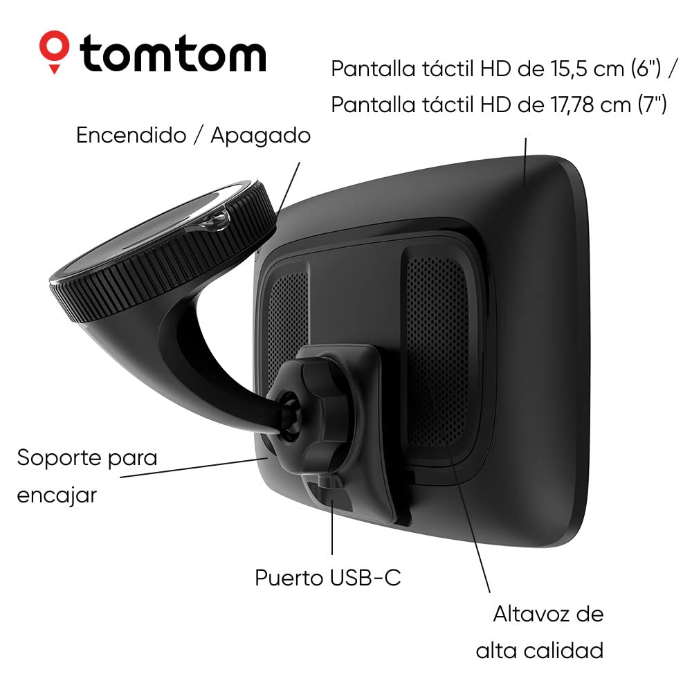 TomTom GPS para camión GO Expert Plus Premium Pack (Pantalla HD 7", rutas vehículos Grandes/PDI, TomTom Traffic, mapas del Mundo, avisos de restricciones, señales visuales, USB-C)