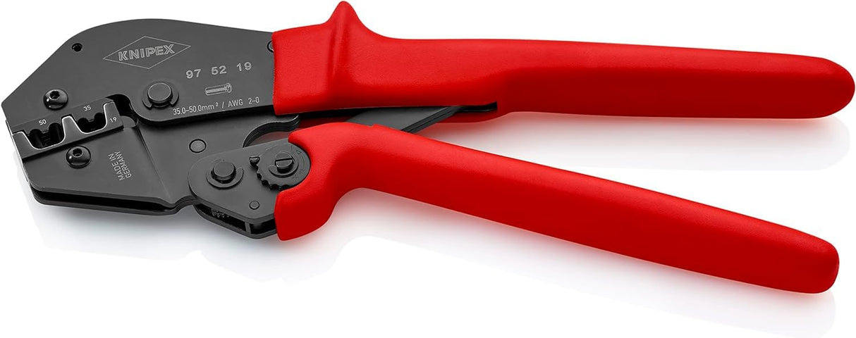 Knipex Alicate para crimpar terminales también para trabajar a dos manos bruñido, con fundas de plástico antideslizantes 250 mm 97 52 19
