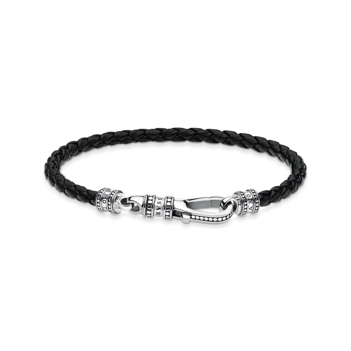 THOMAS SABO Pulsera de Cuero Mosquetón Plata de Ley 925 A1931-682-11-L19, 19 cm, Negro