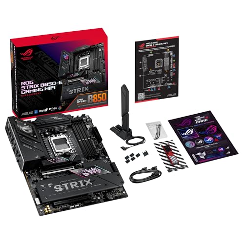 ASUS ROG Strix B850-E Gaming WiFi - Placa Base AMD, 16+2+2 etapas de Potencia, DDR5, Cinco Ranuras M.2, PCIe 5.0, WiFi 7, Puerto USB4 Tipo-C, USB 20 Gbps con PD 3.0 de hasta 30 W y Aura Sync RGB
