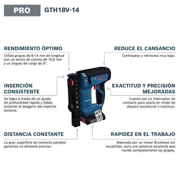 Grapadora para madera a batería GTH 18V-14 con Bosch Professional 18V System (incl. gancho para cinturón)