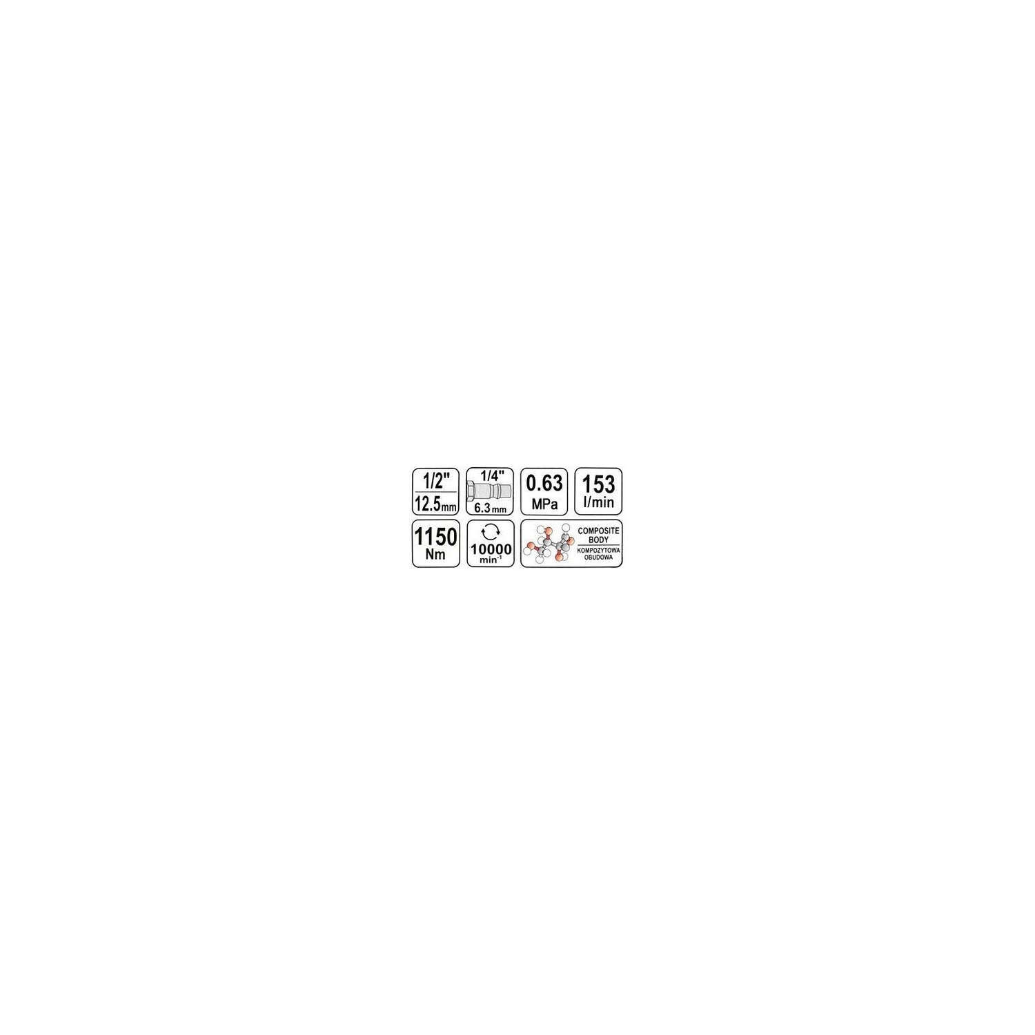 YATO YT-09540 - doble llave de impacto del martillo 1/2 '' 1150nm