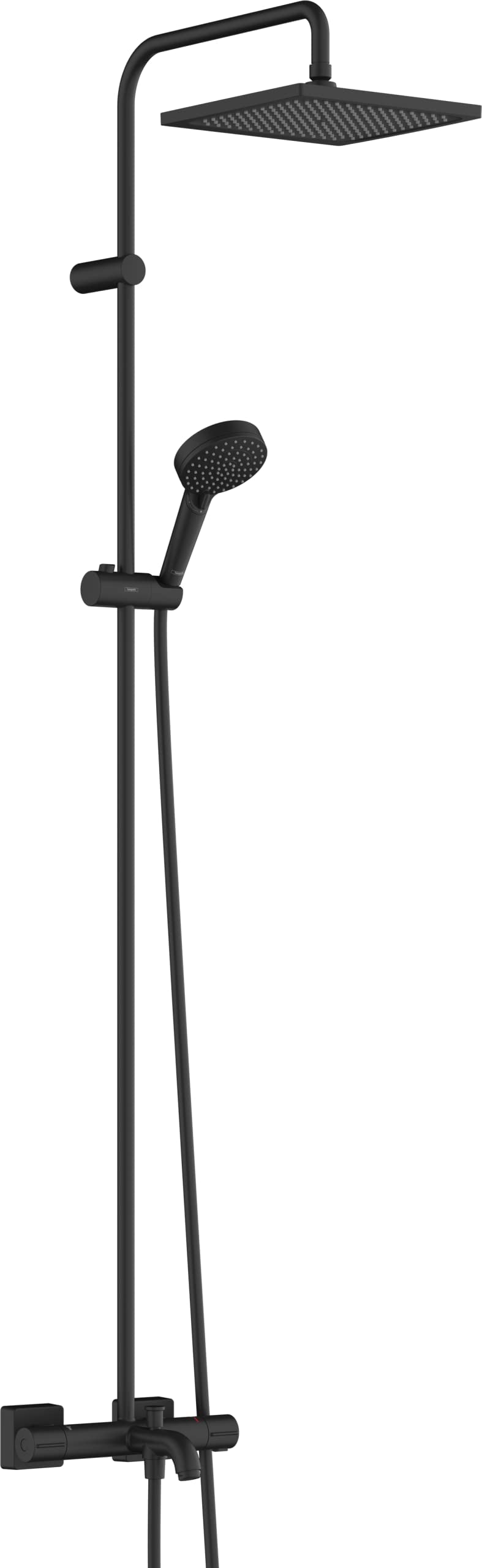 hansgrohe Vernis Shape Sistema de ducha con termostato de bañera 240, 1 tipo de chorro, negro mate, 26900670