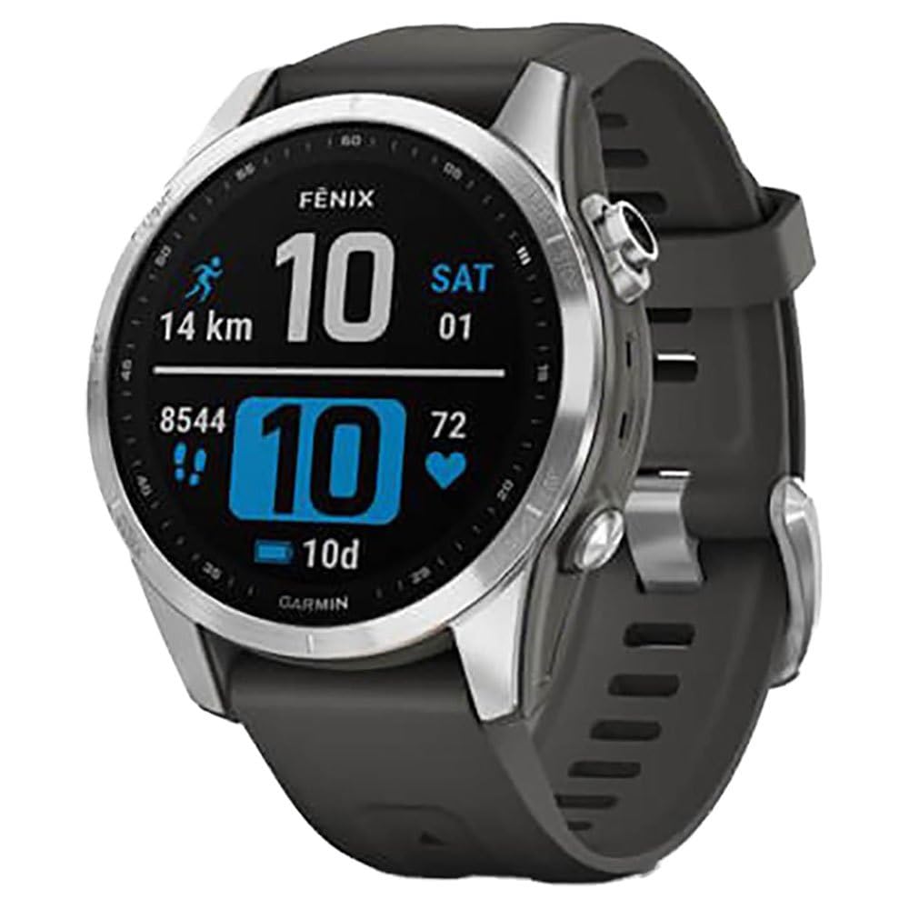 Garmin fēnix 7S - Reloj GPS multideporte con pantalla táctil y funciones superiores, frecuencia cardíaca, mapas y música, Gris Plata, 42 mm