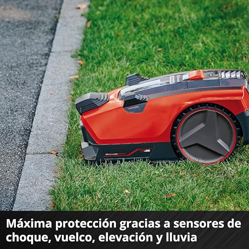 Einhell Robot cortacésped FREELEXO CAM 500 Power X-Change (18V, cámara vs Alambre de delimitación, Superficies de césped de 500m2, Pendiente hasta 25%, Ancho de Corte 18cm, protección antirrobos)