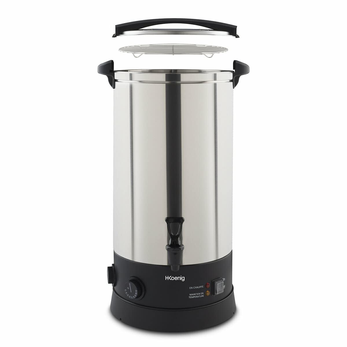 H.Koenig multifunción LEGI25, esterilizador de tarros y preparación de Recetas Calientes, 25 l, 30 – 110 °C, Temporizador hasta 120 min, Acero Inoxidable, 2500 W, 25 litros