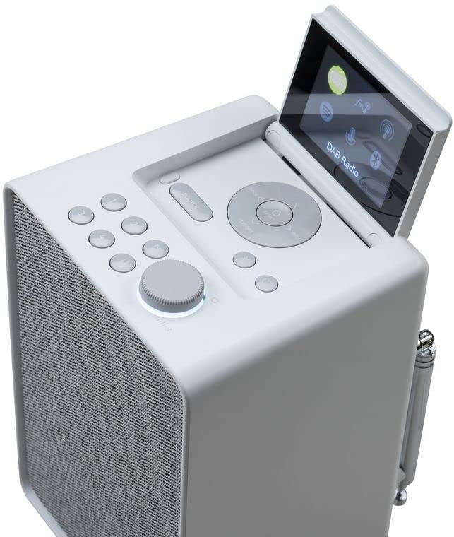 Pure Evoke Spot Equipo de música doméstico Compacto (Radio Dab Dab+ FM, Radio por Internet, podcasts, Spotify Connect, Bluetooth y 20 vatios de Potencia de Audio), Blanco algodón