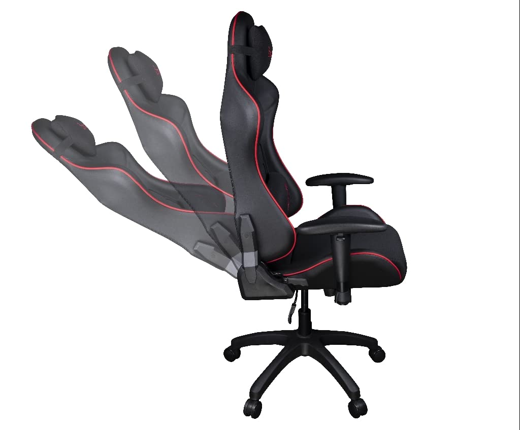 Konix Drakkar Silla de Oficina Gaming Berserk - Inclinación del Asiento 160° - Cuero sintético Liso - Negro y Rojo