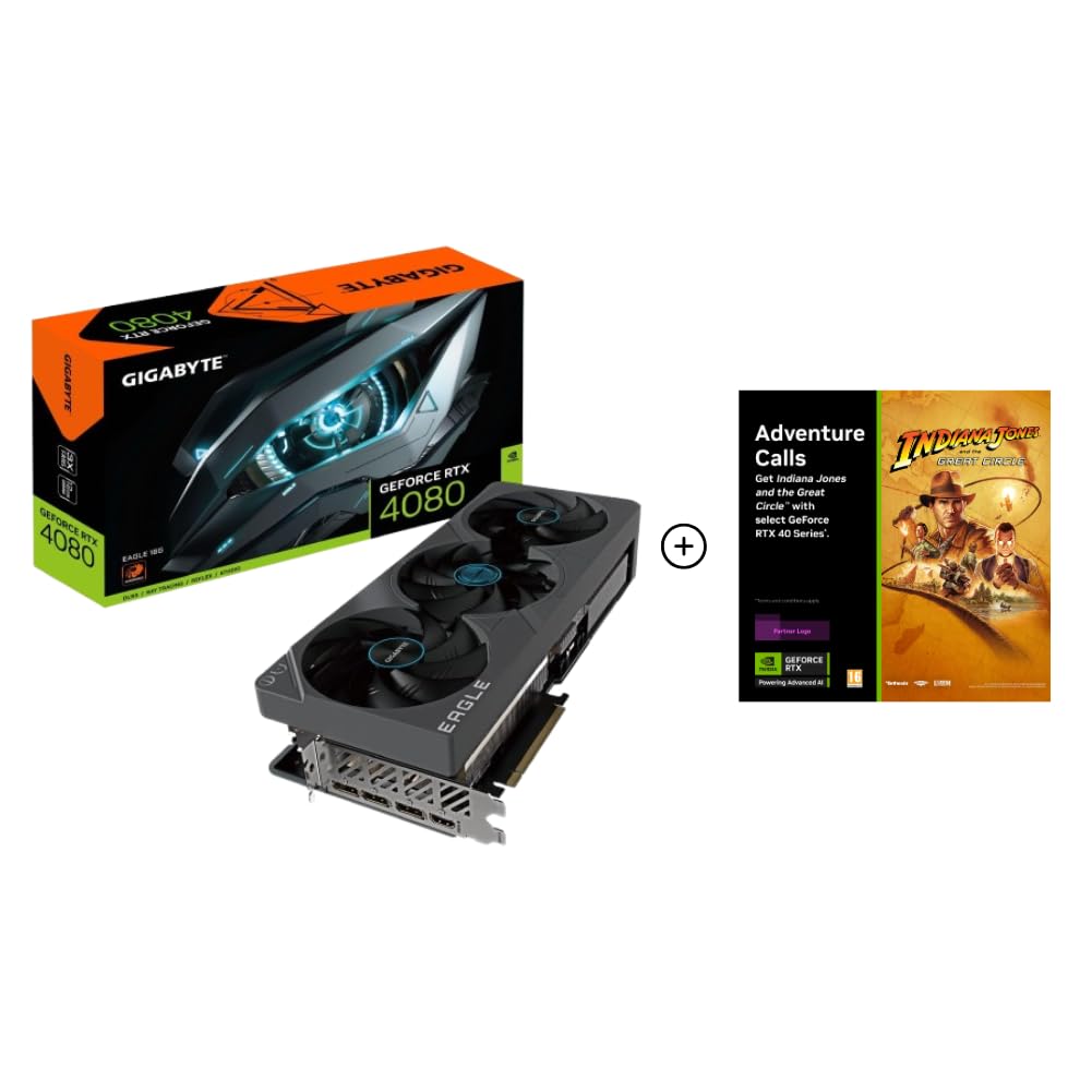 GIGABYTE GeForce RTX 4080 EAGLE 16GB Targeta gráfica - 16GB DDR6X, PCI-E 4.0, Core 2505Mhz, RGB, DP 1.4, HDMI 2.1a, NVIDIA DLSS 3, Ada Lovelace Arch, GV-N4080EAGLE-16GD