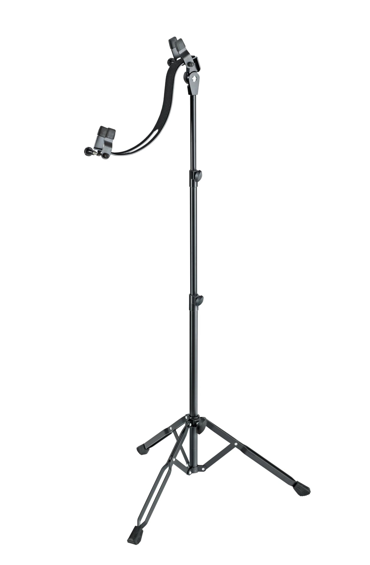 K&M 14760 Soporte para guitarra eléctrica, negro - Grosor de la caja fácilmente ajustable de 3,9 a 6 cm - Revestimiento de fieltro