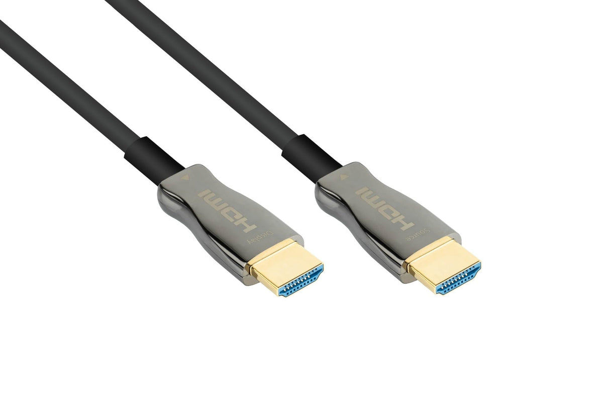 Python AOC Hybrid - Cable HDMI 2.0b de alta velocidad (30 m, conductor de cobre+fibra de vidrio, fibra de acero, fibra Kevlar, protección contra roedores, resistente a pisadas, 4 K@60 Hz, 18 GBit/s)