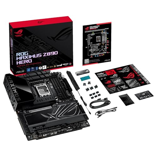 ASUS ROG Maximus Z890 Hero - Placa Base ATX, 22+1+2+2 etapas de Potencia, DDR5, PCIe 5.0 Compatible con GPU de última generación, Seis M.2, WiFi 7, overclocking AI, PCIe Q-Release Slim