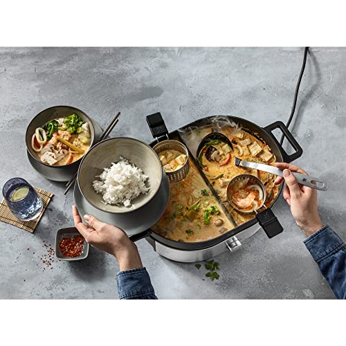 WMF Lono Hot Pot & Steamer, olla eléctrica versátil 1750 W, Negro, Acabados de Acero Inoxidable de Cromargan
