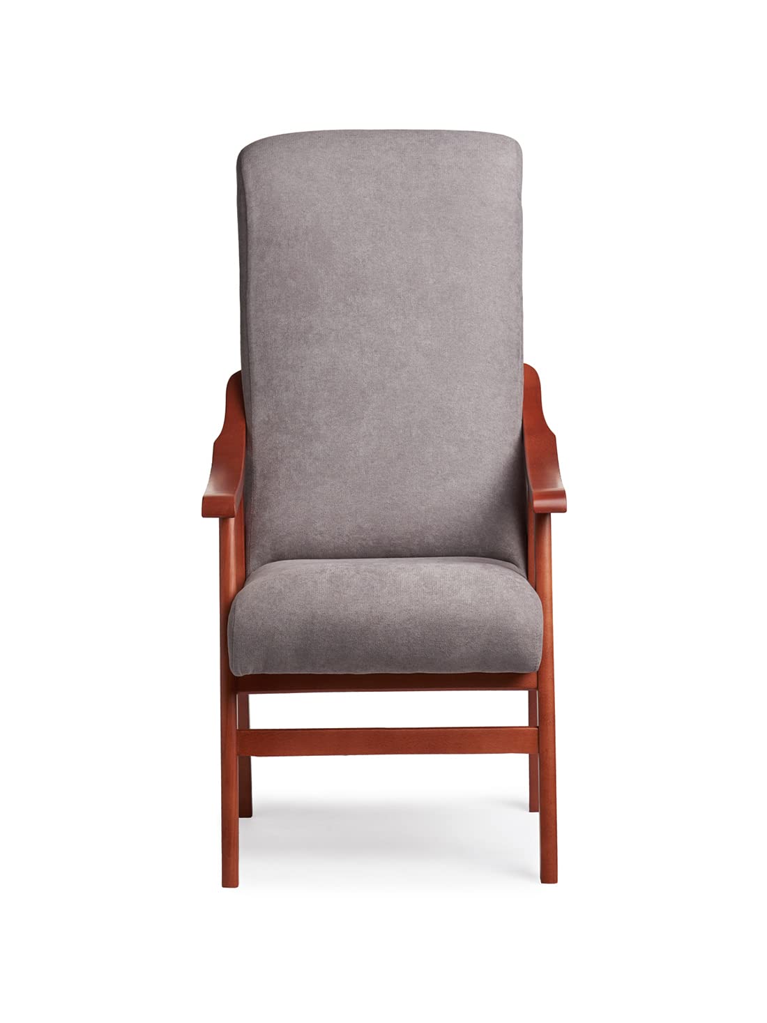 Abuelo a Gusto - Silla Brazos de Madera, Respaldo Recto, Ideal para Personas Mayores, Movilidad Reducida o Dolor Espalda. Usada en residencia y geriátricos. Tamaño: 57x70x114 cm. (Cerezo, Gris)