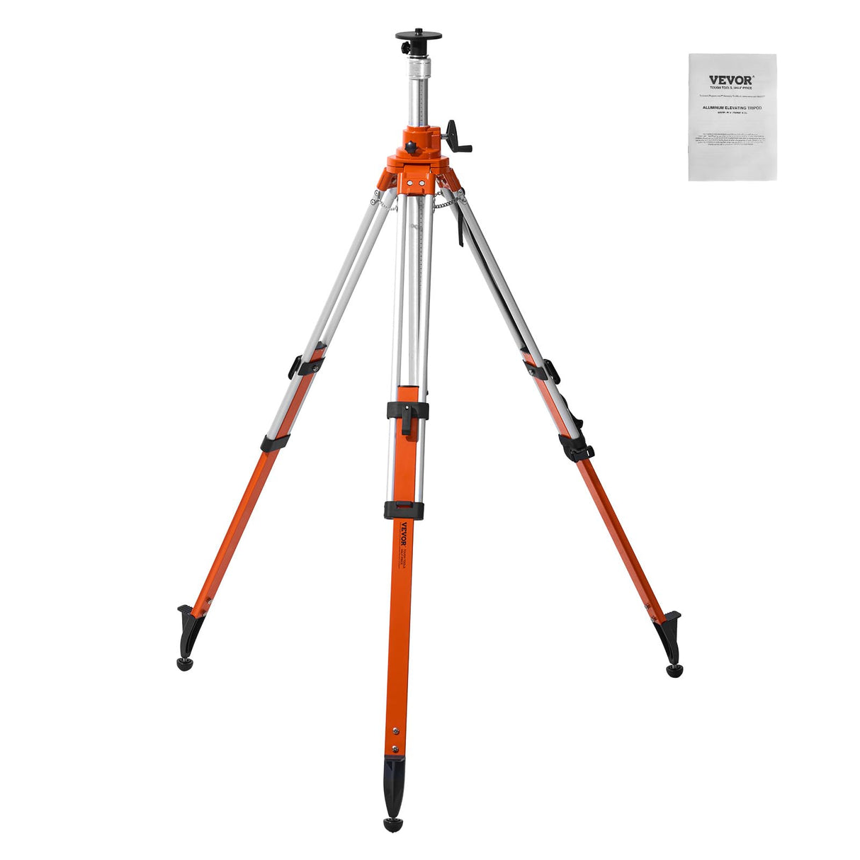 VEVOR Trípode para Nivel Láser Resistente, Ajuste de Altura de 1145-2905 mm, con Burbuja de Nivel y Limitador de Difusión, Pies Antideslizantes Elevables para Construcción, 200 x 145 x 1270 mm