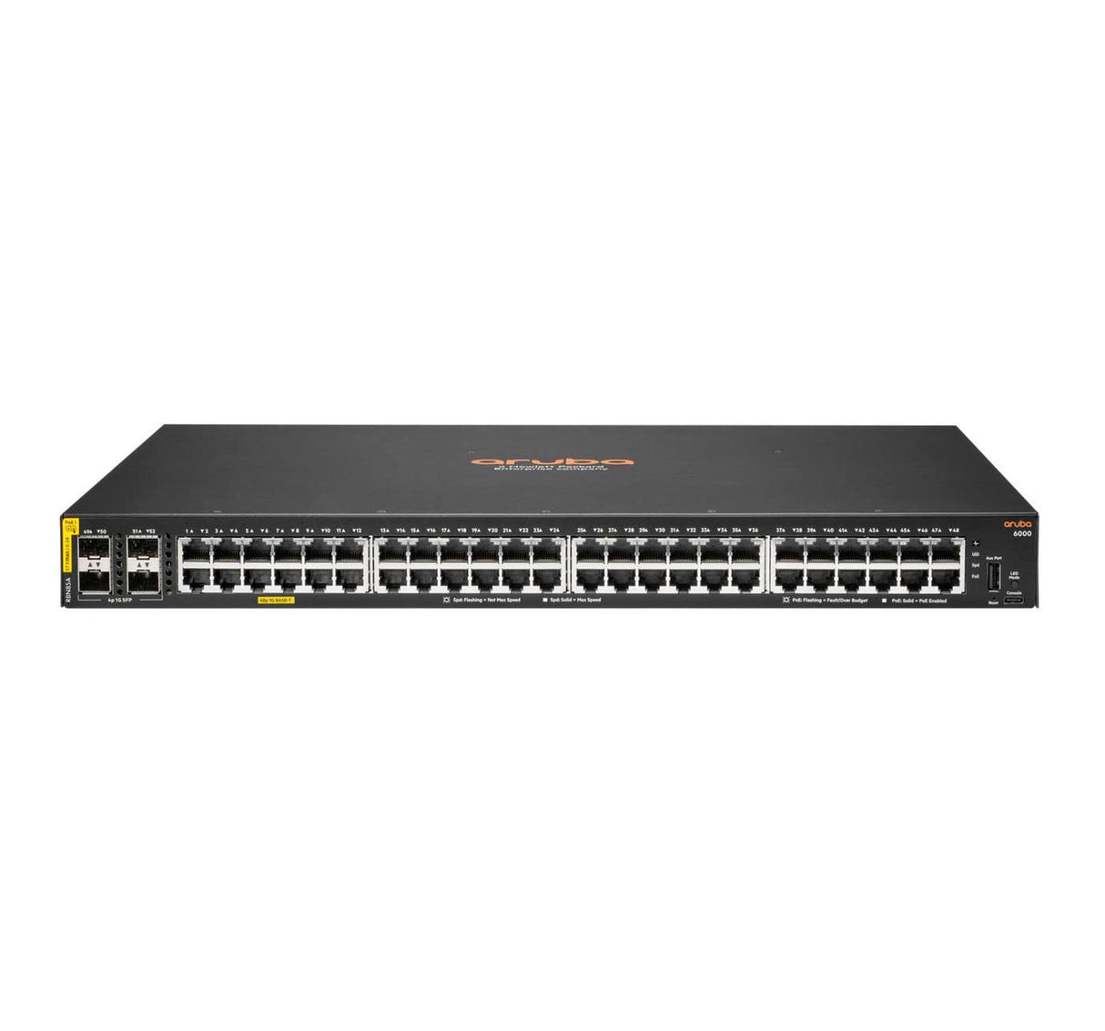 HPE Hewlett Packard Enterprise Aruba 6000 48G Class4 PoE 4SFP 370W Gestionado L3 Gigabit Ethernet (10/10