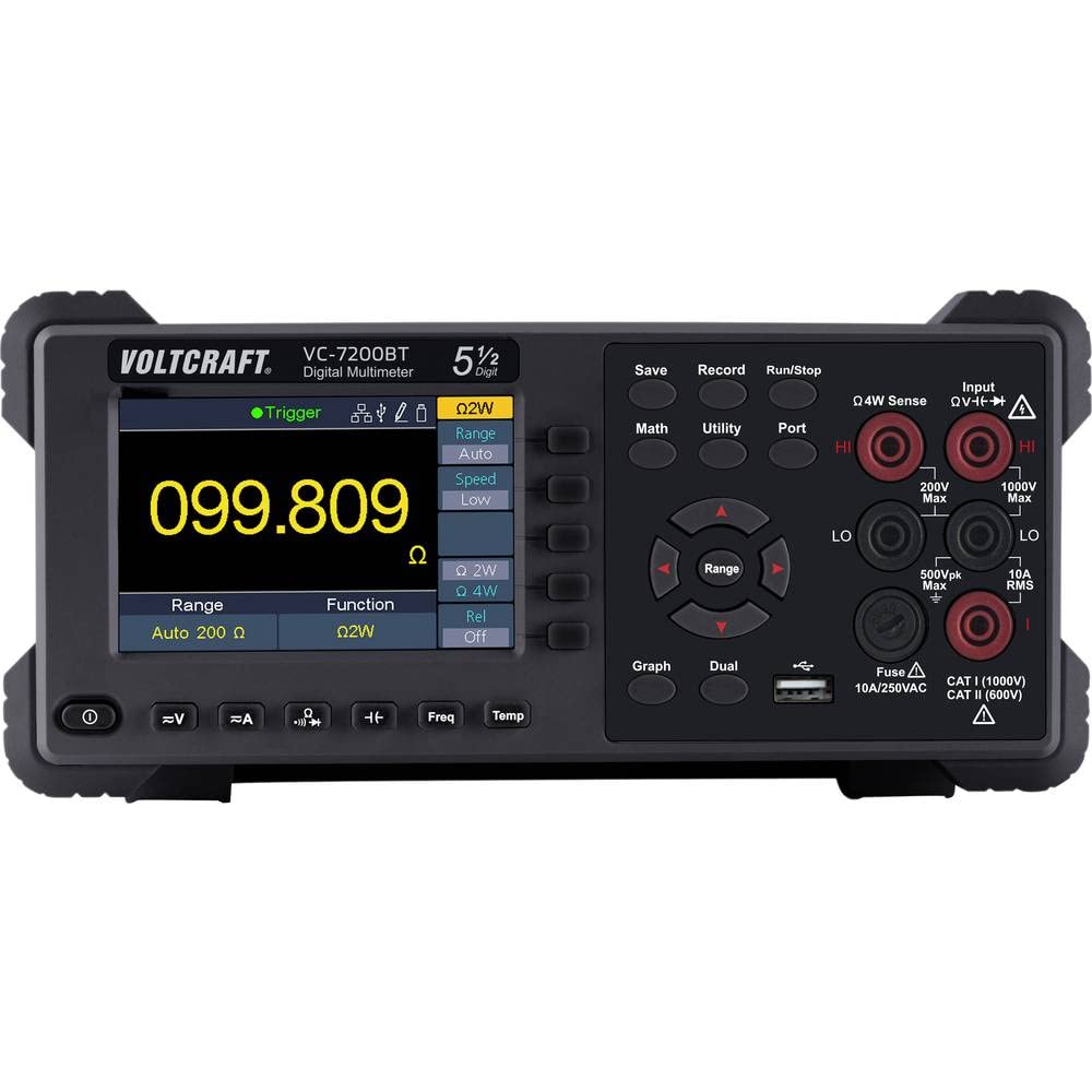 VOLTCRAFT VC-7200BT - Multímetro digital de mesa (cat. I 1000 V, cat. II 600 V, indicador de cuentas): 200000