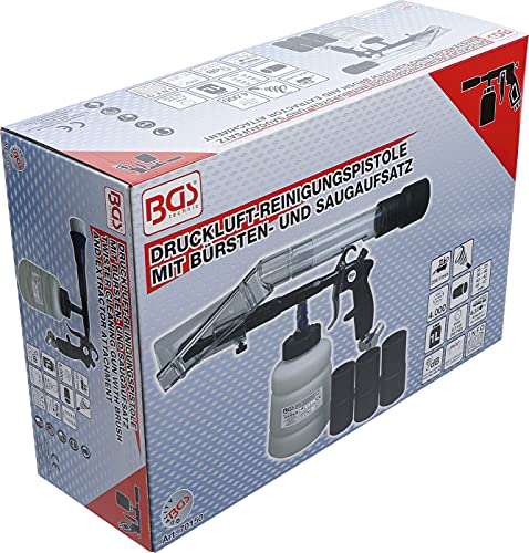 BGS 70150 | Pistola de limpieza de aire comprimido con cepillo y accesorio de aspiración | 7 piezas