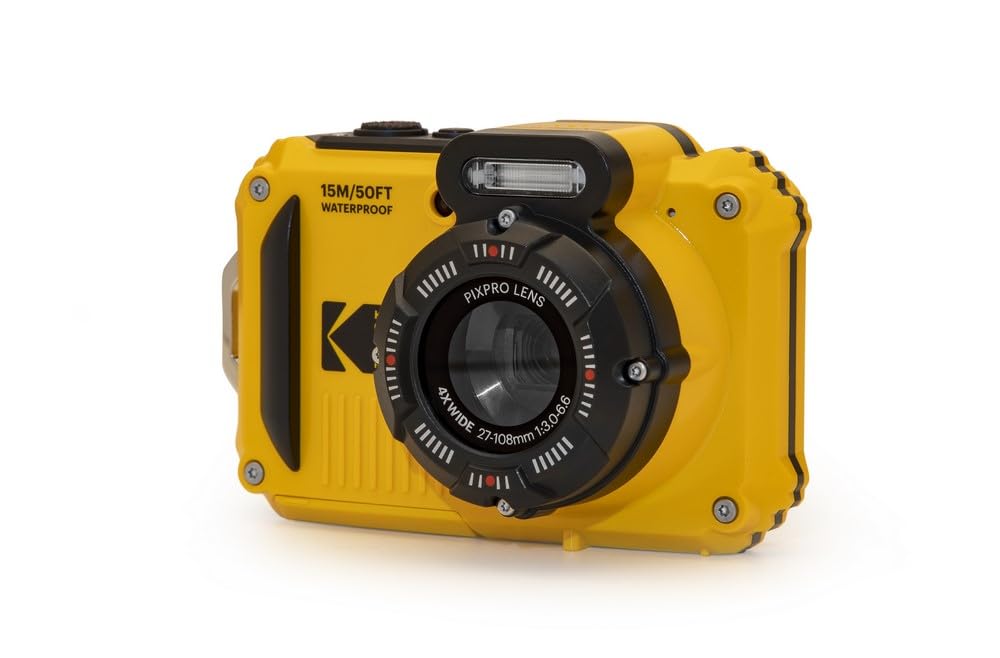 KODAK Pixpro Pack WPZ2 + 2 baterías + 1 Tarjeta SD – Compacto 16 M Pixeles, Resistente al Agua hasta una Profundidad de 15, antigolpes, vídeo 720p, Pantalla LCD 2,7 – Batería de Li-Ion – Amarillo