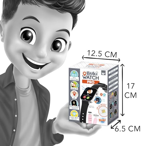 BUKI France PRO01 - Reloj inteligente para niños con tarjeta SIM incluida, llamadas, GPS, vídeo, WiFi, Bluetooth, botón SOS, aplicación parental, ideal para primer teléfono, BUKI Watch Pro a partir de