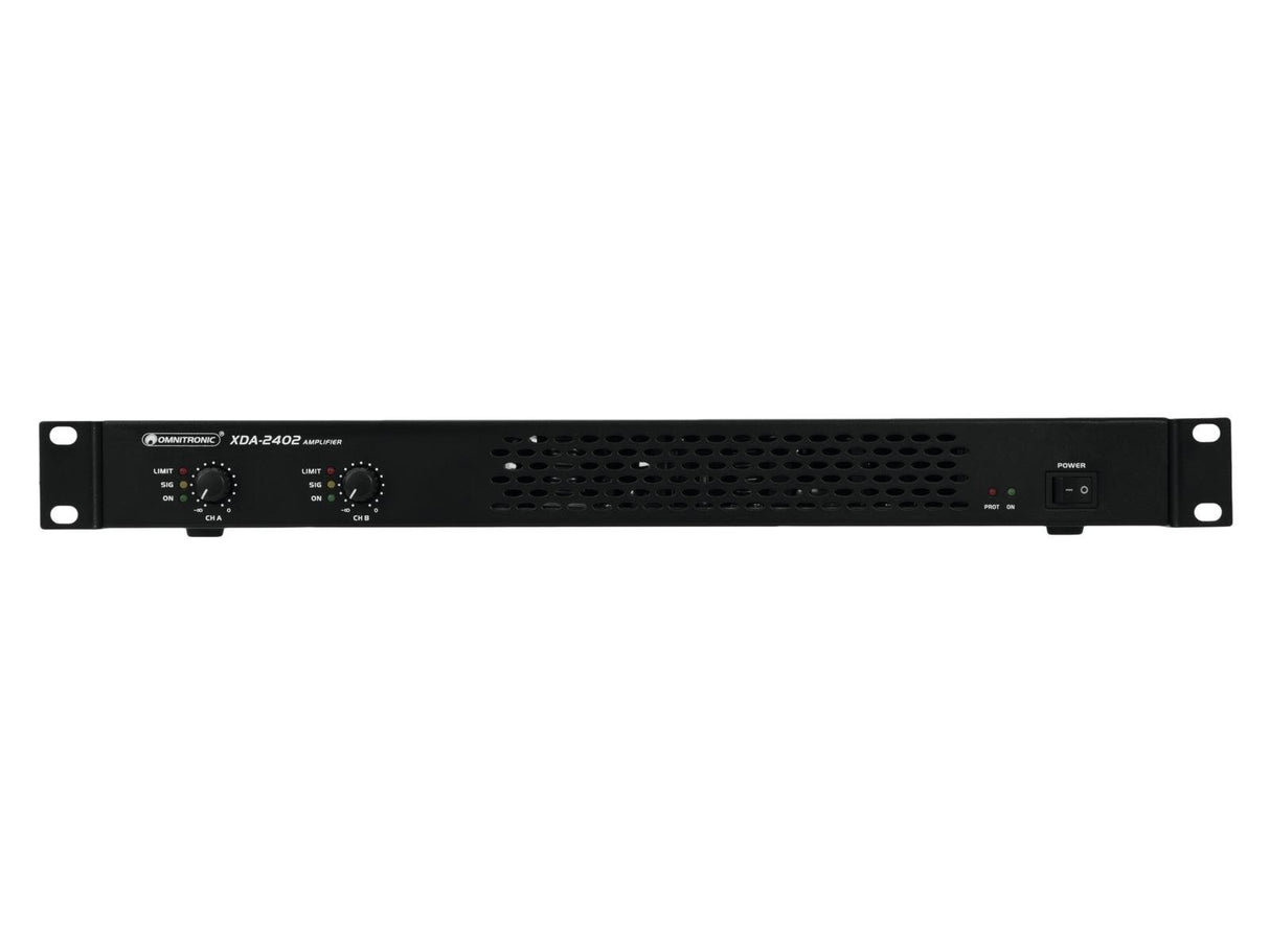 Omnitronic XDA-2402 - Amplificador PA estéreo con fuente de alimentación conmutada, 2 x 1200 W/4 ohmios, 2 x 880 W/8 ohmios, peso ligero y altura gracias a la fuente de alimentación conmutada