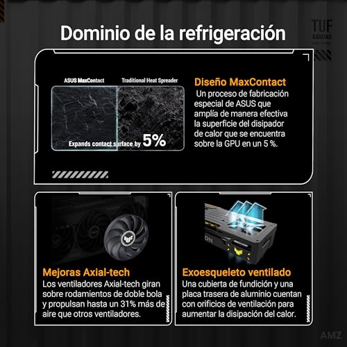 ASUS TUF Gaming Radeon RX 9070 XT OC Edition 16GB GDDR6, Tarjeta gráfica Gaming (PCIe 5.0, 16GB GDDR6, HDMI/DP 2.1, 3.125 Ranuras, Grado Militar, Revestimiento PCB, Ventiladores axial-Tech)