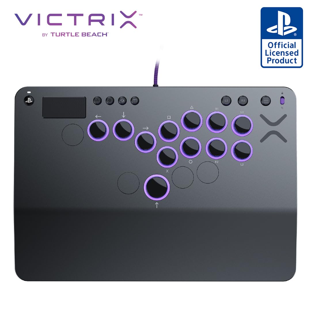 Turtle Beach Victrix Pro KO Leverless All Button Fight Stick for PlayStation 5, Officially Licensed PS5|PS4, Windows 10/11 PC, Customizable eSports Tournament Ready Controller, Gray
