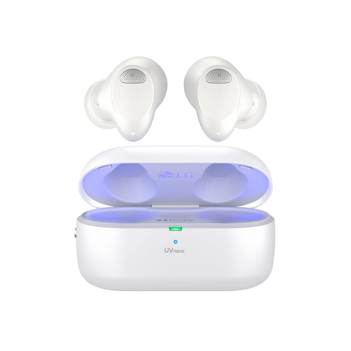 LG Auriculares intraurales Bluetooth Tone Free T90S con Sonido Dolby Atmos, tecnología Meridian, cancelación Activa de Ruido (ANC), y UVnano+, Blanco