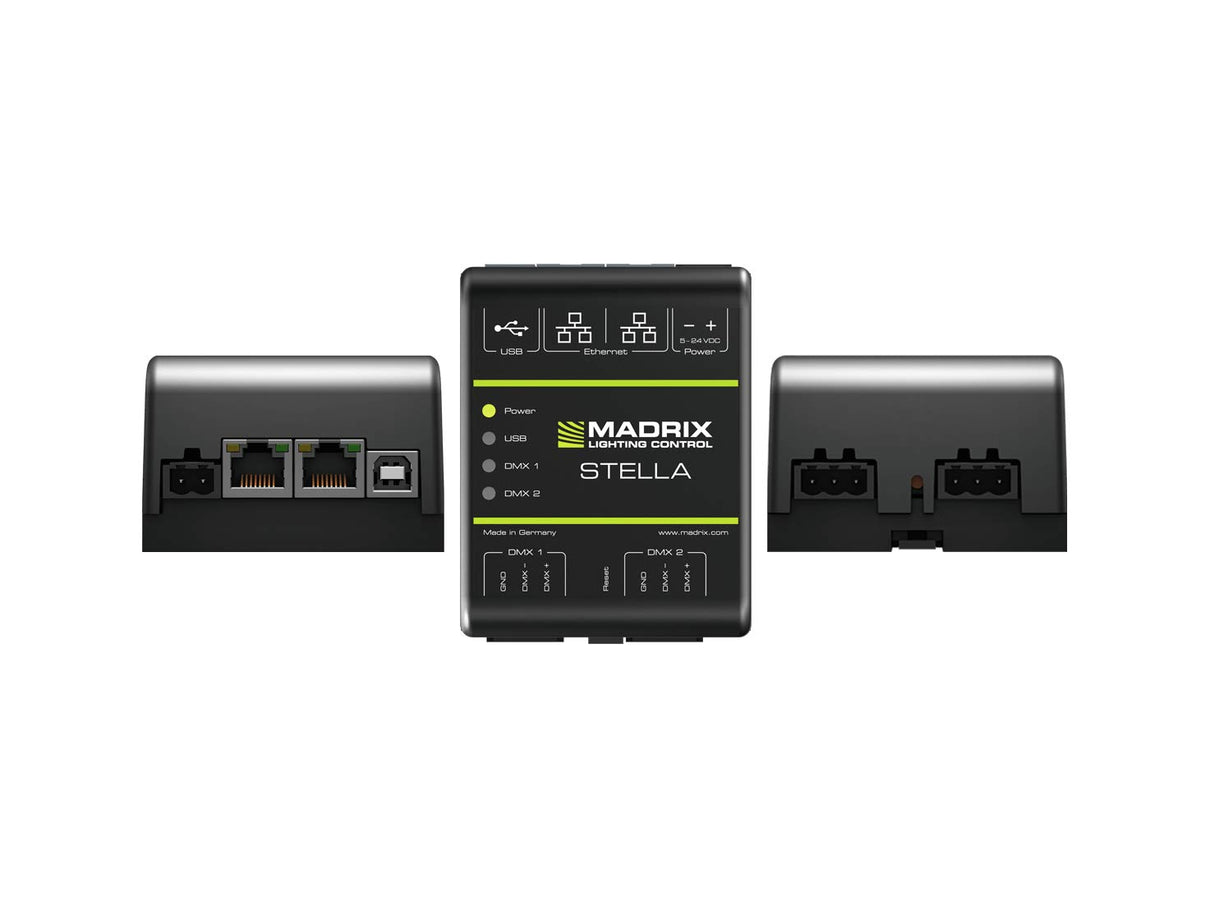 Madrix M0010084 "Stella A 2-Port Art-Net Node o DMX 512" Interfaz USB para proyecto de estado sólido