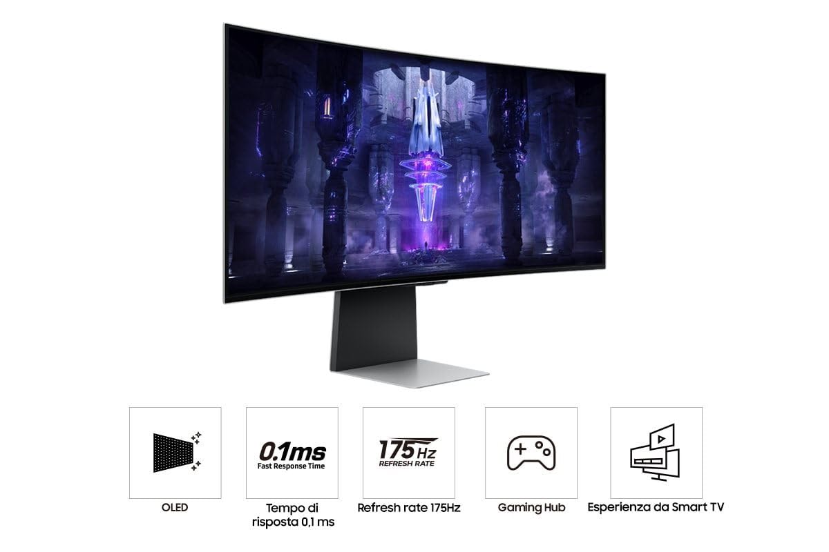 SAMSUNG LS34BG850SUXEN Monitor Gaming Curvo OLED Odyssey G8 de 34 Pulgadas, QHD Ultra Wide 1440p, 21:9